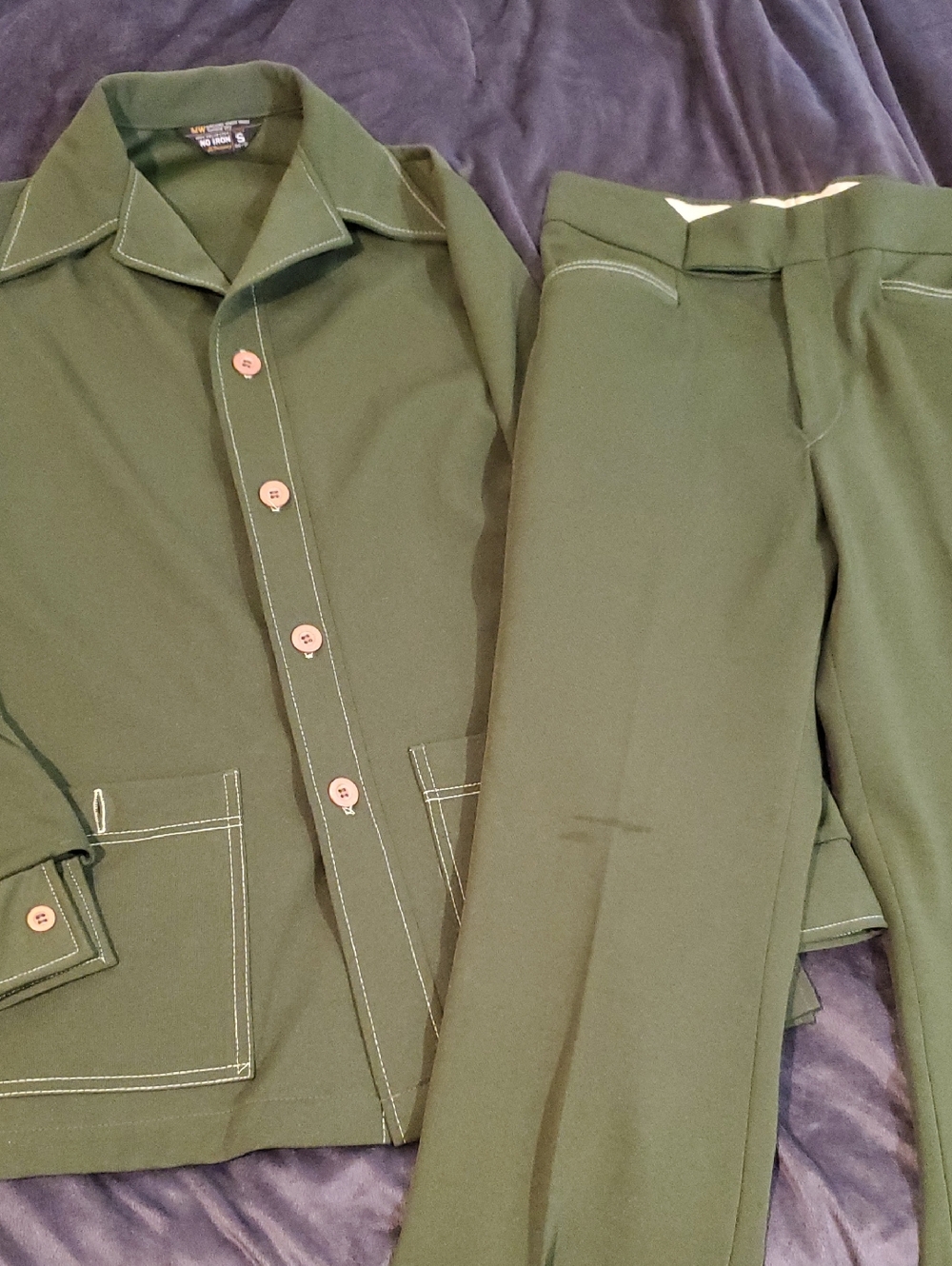 jcpenney Olive Green Suit with Navy Label Vintage